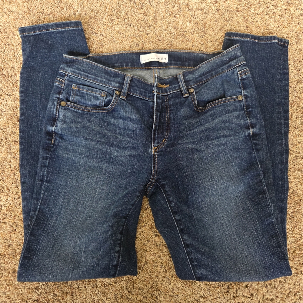 LOFT Indigo Skinny Jeans with Subtle Fading